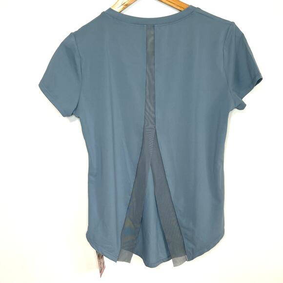 Halara Contrast Mesh Tee S Womens Split Back Short Sleeve Lightweight Athletic - Picture 3 of 6
